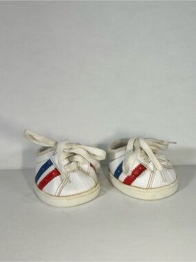 Build-A-Bear White Sneakers with Red & Blue Stripes